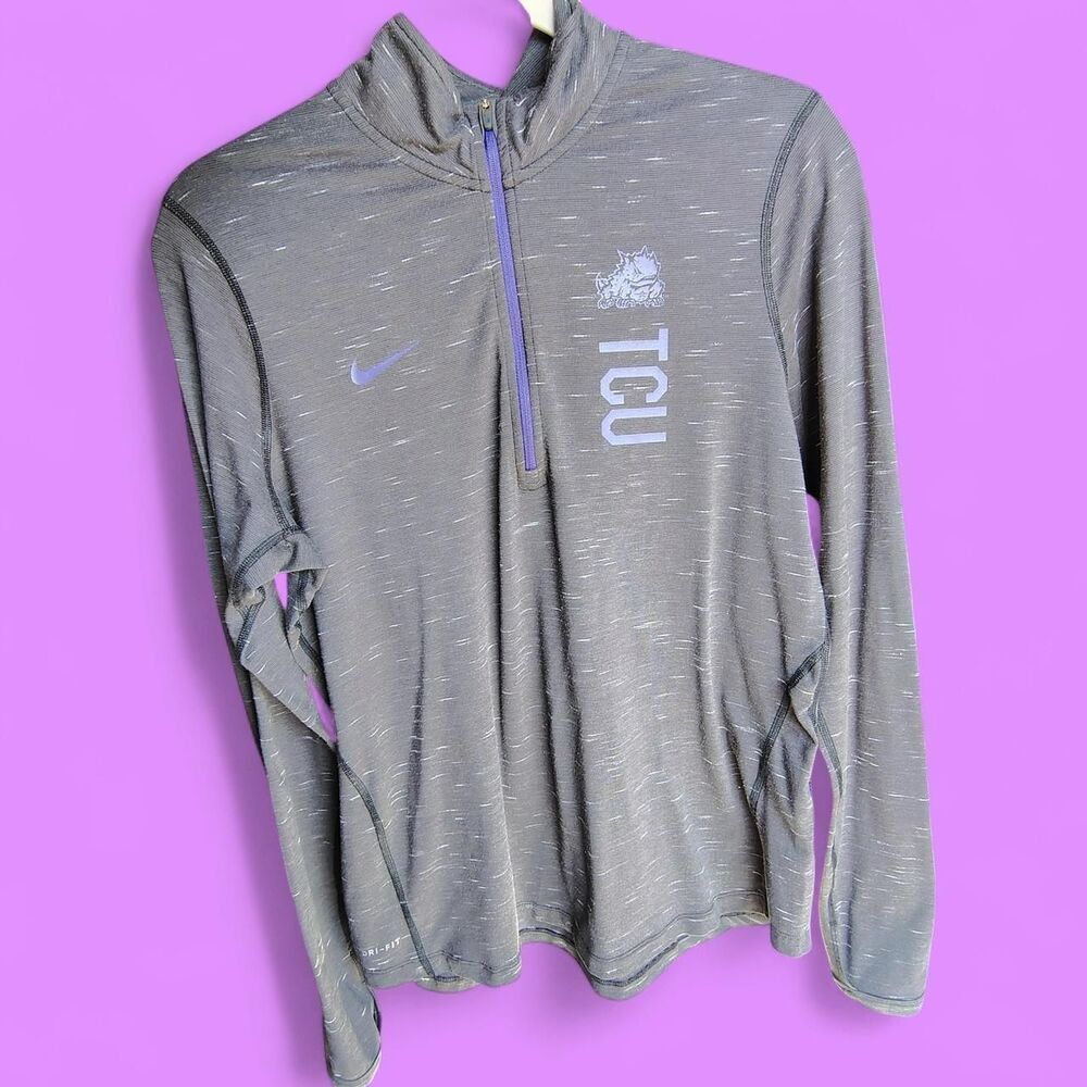 Nike Dri-Fit TCU Horned Frogs Purple & Gray Quarter Zip Sweatshirt